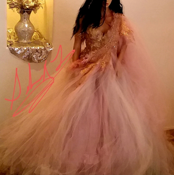 ASHA Blush & Mint Lehenga Saree Wedding Ballgown Set - Picture 2 of 10